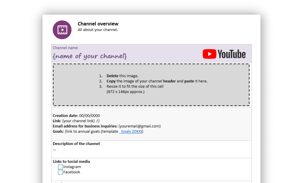channel overview template